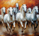 7 RUNNING HORSES AS PER VASTU (ART-3319-115083) - Handpainted Art Painting - 36in X 30in