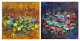 Lily Ponds Happiness (ART-16405-115050) - Handpainted Art Painting - 18in X 18in