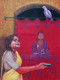 BUDDHA WITH SUJATA (ART-17016-115174) - Handpainted Art Painting - 22in X 30in