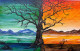 The Dual Shaded Tree Of Life (ART-17567-115152) - Handpainted Art Painting - 22in X 15in