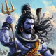 Kaal Bhairav Digital Painting (PRT-6845-115239) - Canvas Art Print - 30in X 30in