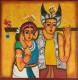 Chhattisgarhi Folk Dance Couple (ART-5103-115340) - Handpainted Art Painting - 36in X 36in