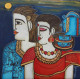Morning Tea Together (ART-5103-115342) - Handpainted Art Painting - 20in X 20in