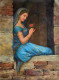 The Blue Lady (ART-15644-115411) - Handpainted Art Painting - 24in X 32in