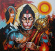 Hanuman Ji Painting (ART-3319-115459) - Handpainted Art Painting - 36in X 36in