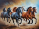 7 Running Horses Painting Vastu (ART-3319-115310) - Handpainted Art Painting - 48in X 30in