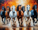 7 RUNNING HORSES AS PER VASTU (ART-3319-115275) - Handpainted Art Painting - 36in X 24in