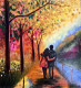 A Romantic Stroll Through A Vibrant, Dreamlike Landscape (ART-17638-115587) - Handpainted Art Painting - 14in X 15in