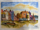 Colorful Village By The Water (ART-17638-115588) - Handpainted Art Painting - 14in X 10in