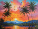 Sunset View Heaven Scenery Landscape Painting (ART-3319-115582) - Handpainted Art Painting - 36in X 30in