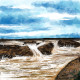 Rushing Waters Meet Sky (PRT-17631-115542) - Canvas Art Print - 18in X 18in
