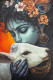 Krishna With Cow Oil Painting By Keshvaa (ART-17615-115659) - Handpainted Art Painting - 12in X 18in