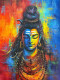 Colorful Mahadev Oil Painting By Keshvaa (ART-17615-115661) - Handpainted Art Painting - 17in X 25in