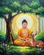 Buddha’s Quiet Refuge With Deer (154429) (PRT-15697-115709) - Canvas Art Print - 48in X 60in