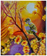 Bird In Sunset (ART-17676-115669) - Handpainted Art Painting - 10in X 12in