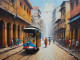 Calcutta Tram Landscape Painting (ART-3319-115483) - Handpainted Art Painting - 36in X 24in
