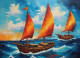 Ships Sailing In A Ocean Seascape Painting (ART-3319-116083) - Handpainted Art Painting - 36in X 24in