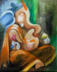 Ganpati Bappa Morya (ART-16877-116222) - Handpainted Art Painting - 24in X 27in