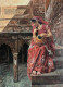 The Women In Red Poshak (ART-15644-116253) - Handpainted Art Painting - 18in X 24in