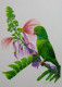 The Green Bird (ART-15803-116219) - Handpainted Art Painting - 11in X 15in