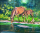 A Quiet Moment By The Stream (ART-17757-116406) - Handpainted Art Painting - 24in X 20in