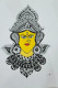 MAA DURGA SKETCH (ART-17781-116392) - Handpainted Art Painting - 15in X 24in