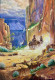 Two Cowboys Riding Horses Through A Canyon Landscape (ART-17757-116403) - Handpainted Art Painting - 25in X 36in