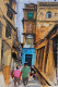 Narrow Lane (ART-7901-116666) - Handpainted Art Painting - 8in X 10in