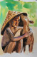 Boy With Deer (ART-7901-116712) - Handpainted Art Painting - 8in X 10in
