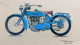 1915 Blue Harley Davidson (ART-438-116782) - Handpainted Art Painting - 11in X 8in
