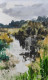 Green Landscape With River (ART-7901-116760) - Handpainted Art Painting - 8in X 10in