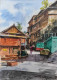 Wooden House (ART-7901-116877) - Handpainted Art Painting - 8in X 12in