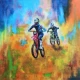 Dirt Biking Adventure – Acrylic Sports Painting On Canvas (ART-3674-117052) - Handpainted Art Painting - 24in X 24in