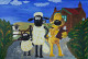 Tails And Wool (ART-17802-117009) - Handpainted Art Painting - 41in X 27in