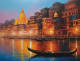 Varanasi Ghat Painting (ART-3319-117072) - Handpainted Art Painting - 48in X 36in