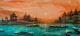 Banaras Ghat (ART-3512-117117) - Handpainted Art Painting - 52in X 24in