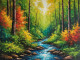 Nature's Heaven Forest Scenery Landscape Painting (ART-3319-117269) - Handpainted Art Painting - 36in X 24in