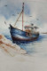 Boat (ART-15604-117334) - Handpainted Art Painting - 11in X 15in