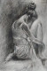 Sad Woman (ART-15604-117317) - Handpainted Art Painting - 9in X 12in