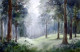 Misty Mountain Himalayan Forest (ART-1232-117422) - Handpainted Art Painting - 23in X 11in