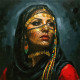 Veiled Gaze Of Golden Secrets (PRT-15697-117426) - Canvas Art Print - 36in X 36in