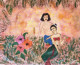 Indian Vintage Couple In Garden (ART-17155-115167) - Handpainted Art Painting - 39in X 29in