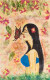 Lady And Butterfly (ART-17155-115164) - Handpainted Art Painting - 23in X 38in