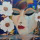 Azure Veil: Blossom Reverie (ART-17719-117505) - Handpainted Art Painting - 36in X 36in