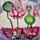 Lotus Pond (ART-15414-117472) - Handpainted Art Painting - 24in X 24in