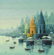 Banaras Ghat (ART-7775-117590) - Handpainted Art Painting - 36in X 36in