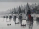 Nandi On Banaras Ghat (ART-7775-117594) - Handpainted Art Painting - 48in X 36in