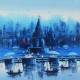 Nandi On Banaras Ghat (ART-7775-117596) - Handpainted Art Painting - 24in X 24in