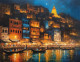 Banaras Ghat Painting (ART-3319-117662) - Handpainted Art Painting - 48in X 36in