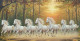 7 Running Horses Painting Vastu (ART-3319-117775) - Handpainted Art Painting - 60in X 24in
